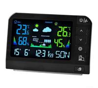 Color Screen Digital Weather Station With Indoor External Temperature Humidity Readings And Alarm Function(767 Black)