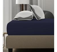 Color Sense Premium King Size Fitted Sheet with Deep Pockets - 100% Cotton - Cool, Crisp & Breathable - Percale Weave Sheets - Elastic King Size Fitted Sheets - Navy