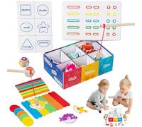 Color Shape Sorting Toy | Wood Box Color Shape Sorting Toy | Educational English Language Learning Activity for Boys Girls Toddler Kindergarten Classroom