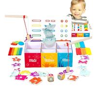 Color Shape Sorting Toy, Wooden Shape Color Sorter Game, Toddler English Language Learning Game for High Chair Entertainment Road Trip Preschoolers