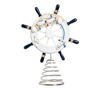 Color Ship Wheel Tree Topper, Oceans Themed Christmas Tree Topper With Shells And Fishing Net, Coastal Ship Steering Wheel Christmas Trees Decorations