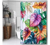 Color Shower Curtain, Bathroom Curtain with 12 Hooks | Waterproof Polyester Fabric | Rustproof Eyelets | Weighted Hem | Machine Washable | Quick Dry | Bathroom Accessories Decor | 100x130cm Leaf Y#20