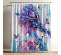 Color Shower Curtain Extra Long Shower Curtain 120 x 150 cm / 47 x 59 inch, Soft Polyster Fabric, Quick Dry, 3D HD Printed Includes 12 Plastic Hooks,Washable Bathroom Curtains for Tub Butterfly Wy-188