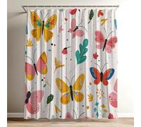 Color Shower Curtain Extra Long Shower Curtain 120 x 150 cm / 47 x 59 inch, Soft Polyster Fabric, Quick Dry, 3D HD Printed Includes 12 Plastic Hooks,Washable Bathroom Curtains for Tub Butterfly Wy-114