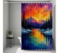 Color Shower Curtain, Shower Curtains Mountain Bathroom Curtains with 12 Hooks, HD Printing Waterproof Bath Curtain Quick-Drying Washable for Wet Room, Bathroom Decor, Gifts 150 * 200cm -ly2507272