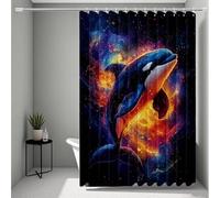 Color Shower Curtain, Shower Curtains Whale Bathroom Curtains with 12 Hooks, HD Printing Waterproof Bath Curtain Quick-Drying Washable for Wet Room, Bathroom Decor, Shower Stall 90x200cm -ly25072K7
