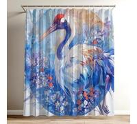 Color Shower Curtain Waterproof Garden Shower Curtain with Hooks, 3D HD Polyester Waterproof Decoration with 12 Hooks Durable and Washable, Crane Large Bathroom Curtains 150cm x 180cm for Tub Wy-77