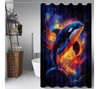 Color Shower Curtain Whale Shower Curtains for Bathroom, HD Printing Waterproof Bathroom Curtains with 12 Hooks, Polyester Bath Curtain Machine Washable for Shower Stall, Gifts 80x200cm -ly25072P9