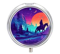 Color Silhouette People Pill Box Cute Round Pill Case Portable Medicine Tablet Vitamin Holder Organizer for Purse Pocket
