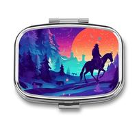 Color Silhouette People Pill Box Cute Square Pill Case Portable Medicine Tablet Vitamin Holder Organizer for Purse Pocket
