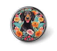 Color Skull Pictures Lapel Pin, Lightweight Fashion Brooch Pin, Personalized Clothing Lapel Pins Accessory, Dog Floral, Circular
