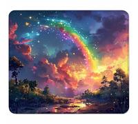 Color Small Mouse Mat 200x180mm Gaming Mouse Pad Rainbow, Non-Slip Rubber Base, Waterproof Surface, Stitched Edges Mousemat, Compatible with Laser and Optical Mice Wear-Resistant, Gifts for Men J-4834