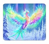 Color Small Mouse Mat 260x220x3mm, Gaming Mouse Pad with Non-Slip Rubber Base, Desk Mat with Stitched Edge, Waterproof Wear-Resistant, Mousepad for Gaming Accessories, Gifts for Men, Phoenix 4-7297