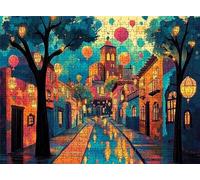 Color Small Town Puzzle - 1500 Piece Jigsaw Puzzles for Adults - The Back Features Printed Letter Guides - and The Pieces fit Together Snugly - Wooden Puzzles for Adults 34.3 X 22.4 Inch s7h-174