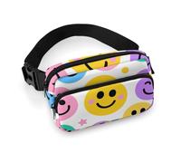 Color Smiley Face Fanny Pack for Men Women, Durable Sling Chest Bag with Adjustable Strap & Large Pocket, Small Crossbody Bag for Running, Hiking, Cycling, Travel