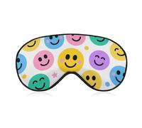 Color Smiley Face Sleep Mask for Women Men, Breathable Soft Sleeping Mask Adjustable Eye Cover Light Blocking Eye Masks for Travel, Home, Office, Nap, Flights