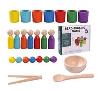 Color Sorting Cups, Wooden Educational Game, Compact Size Play Set for Boys Girls, Fun Learning Activity, Early Education Tool, Kindergarten Accessories for Interactive Family Playtime