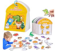 Color Sorting Quiet Paste Book, Digital Cognition Busy Book, Workbook Activity Binder, Toddler Sticker Activity Book, Montessori Preschool Learning Activity Board Gift for Toddlers, Kids (Yellow)