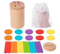 Color Sorting Sensory Toys, 2-in-1 Shape ＆ Color Sorting Toys, Wooden with Magnetic Lid, Educational Montessori for 36m+ Toddler|