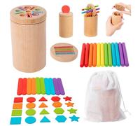 Color Sorting Sensory Toys, 3-in-1 Shape & Color Sorting Toys, Wooden with Magnetic Lid, Educational Montessori for 36m+ Toddler, Style 2