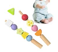 Color Sorting Toy, Early Learning Beads Set, Wooden Stacking Educational Game, for Kids Preschool Homeschool Classroom, Fine Motor Skill Development Toy, Birthday Gift for Boys Girls Playroom