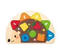 Color Sorting Toy, Wooden Hedgehog Puzzle, Montessoris Fine Motor Game, Educational Preschool Activity, Bright Colors for Classroom, Home, Car, or Travel, 10.04x0.79x6.69 Inches