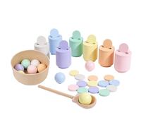 Color Sorting Toy - Wooden Rainbow Ball and Cup Set for Kids Educational Sensory Stem Learning Toy for Preschool Fine Motor Skill Development and Classroom Activities 9.45in
