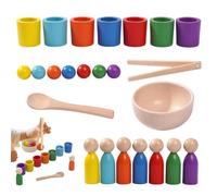 Color Sorting Toys - 1.57x1.57in Preschool Toys Color Sorting Cups Wooden Sensory Stacking Matching Game For Kids Boys Girls, Learning Activity Home Nursery