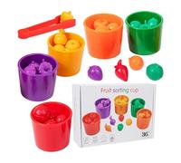 Color Sorting Toys, Match 3 Games, Fruit Identification Toddler-sized Fine-motor Vegetable Recognition Basket Matching Durable, Counting Bears for Early Education 2.24x2.24x1.89inches
