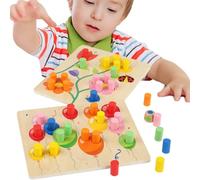 Color Sorting Toys, Wooden Educational Activity, Fine Motor Skill Enhancer Rings, Early Learning Tool with Peg Board, Ideal for Preschool Math and Sensory Development Ages 3+