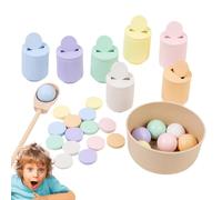 Color Sorting Toys, Wooden Rainbow Matching Game with Balls and Cups, Educational Preschool STEM Kit for Learning Interactive Activities