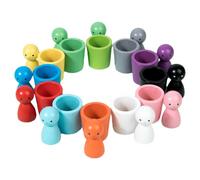 Color Sortings Cups - Wooden Educational Play, Peg Doll Learning Set, Cognitive Developments Toy With Fine Motor Skill | Engaging Toddler Counting Activity For Early Childhood Preschool Education