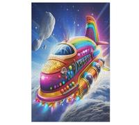 Color Spaceship Wooden Jigsaw Puzzle for Adults 1000 Piece Puzzles for Kids Challenging Game （78×53cm）