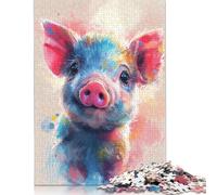 Color Splash Piglet Puzzle for Adults And Teenagers 500 Pieces Wood Puzzle Jigsaws Educational Puzzle 500pcs (52x38cm)