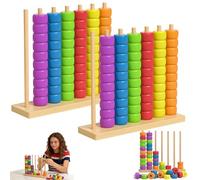 Color Stack Game, Color Matching Stacking Puzzle Game，Fast Pattern Challenge Stacking Puzzle for 2 Players, Competitive Tabletop Brain Teaser with Rack, Rings & Cards for Family Game (2pcs)
