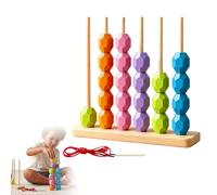 Color Stacking Game, Wooden Bead Sequencing & Color Matching Toy, 4-in-1 Learning Toy for Toddlers 3+ Years Stringing, Stacking, Sorting & Column Play, Educational Gift Set for Boys Girls (2)