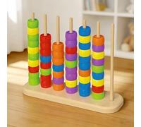 Color Stacking Ring Puzzle, Wooden Rainbow Sorting Stack Game, Fast Pattern Matching Strategy Toy, Portable Desktop Early Education Logic Training Tool For Kids And Family Gatherings (22*6.8*15.8)