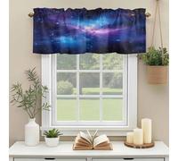 Color Starry Sky Valances for Windows, Night Sky Modernism Nature Scenery Rod Pocket Valance Short Window Treatments Curtains for Kitchen Bathroom Bedroom Decor, 60 x 14 Inches