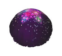 Color Stars Double Waterproof Elastic Band Shower Cap With Frilled Ears Kitchen Oil-Proof Bonnet Can Be Reused