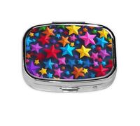 Color Stars Print Metal Iron Plating Square Mini Pill Box Portable Pill Box for Home Traveling Purse