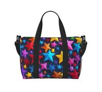 color stars Print oblique across Hand Travel Bag Polyester Women Men Overnight Duffel Carry-on Tote Bag, Black, One Size, Black, One Size