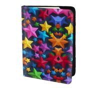color stars print Travel Wallet Passport Holder Case for Family Leather Passport Cover for Men Women, Black, One Size