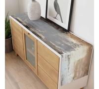 Color Stitching Table Runner 13x108 inch Retro Gary Brown Graffiti Art Cotton Linen Dining Table Runner Ideal for Dresser Kitchen Coffee Tables - Machine Washable