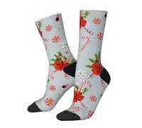 Color Stretchy Holiday Ornaments Candy Funny Socks Novelty Casual Crew Crew Socks Contrast Color Design For Women Men