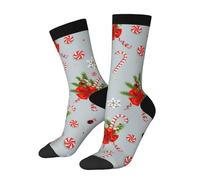 Color Stretchy Holiday Ornaments Candy Funny Socks Novelty Casual Crew Crew Socks Contrast Color Design For Women Men