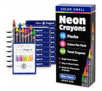 Color Swell Bulk Neon Crayons, 18 Packs, 8 Colors Per Pack (144 Total)