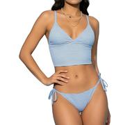 Color Tankini Bathing Suit Neck High Cut 2 Piece Set / Women's Swimsuit Two Piece Swimwear String Beachwear Vacation Pool Party Swimsuit Swimwear Photo Her Soft Lining & Adjustable Ties Quick Dry or V
