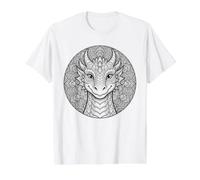 Color the Dragon Head Mandala and Paint it Yourself Value Graphic T-Shirt, Men, White, M