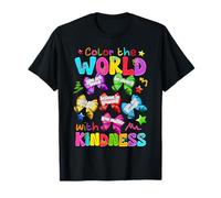 Color The World with Kindness Bows Crayons Teacher Kids T-Shirt