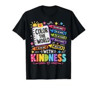 Color The World with Kindness Teacher Back to School Value Graphic T-Shirt, Men, Black, L